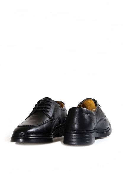 KOALA SYDNEY Men's Black Leather Derby Shoes with Moc Toe Stitching