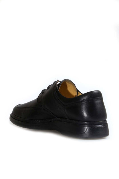 Men's Black Leather Lace-Up Shoes with Cushioned Sole
