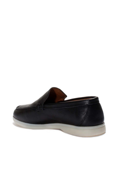 KOALA SYDNEY  Men's Black Leather Slip-On Loafers with White Sole -