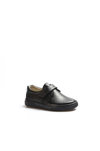 Men's Black Leather Velcro Sneakers-Wessi
