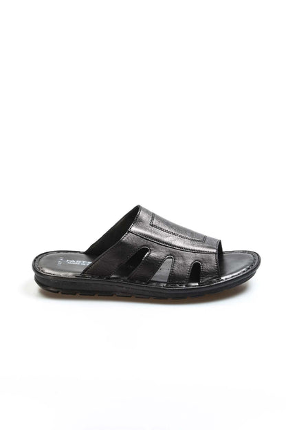 Black Leather Slide Sandals Wessi