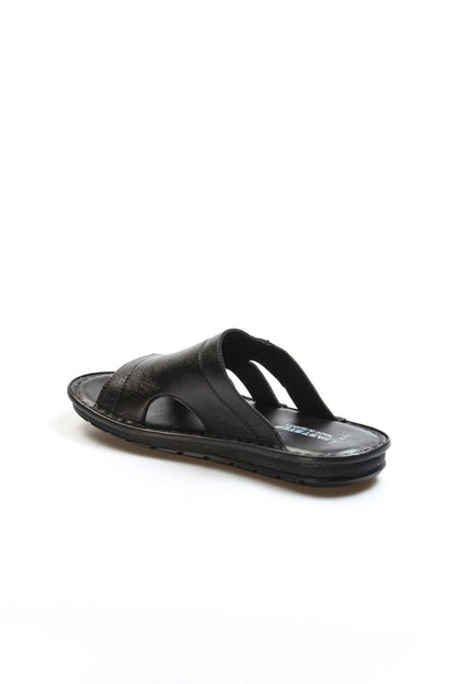 Black Leather Slide Sandals Wessi