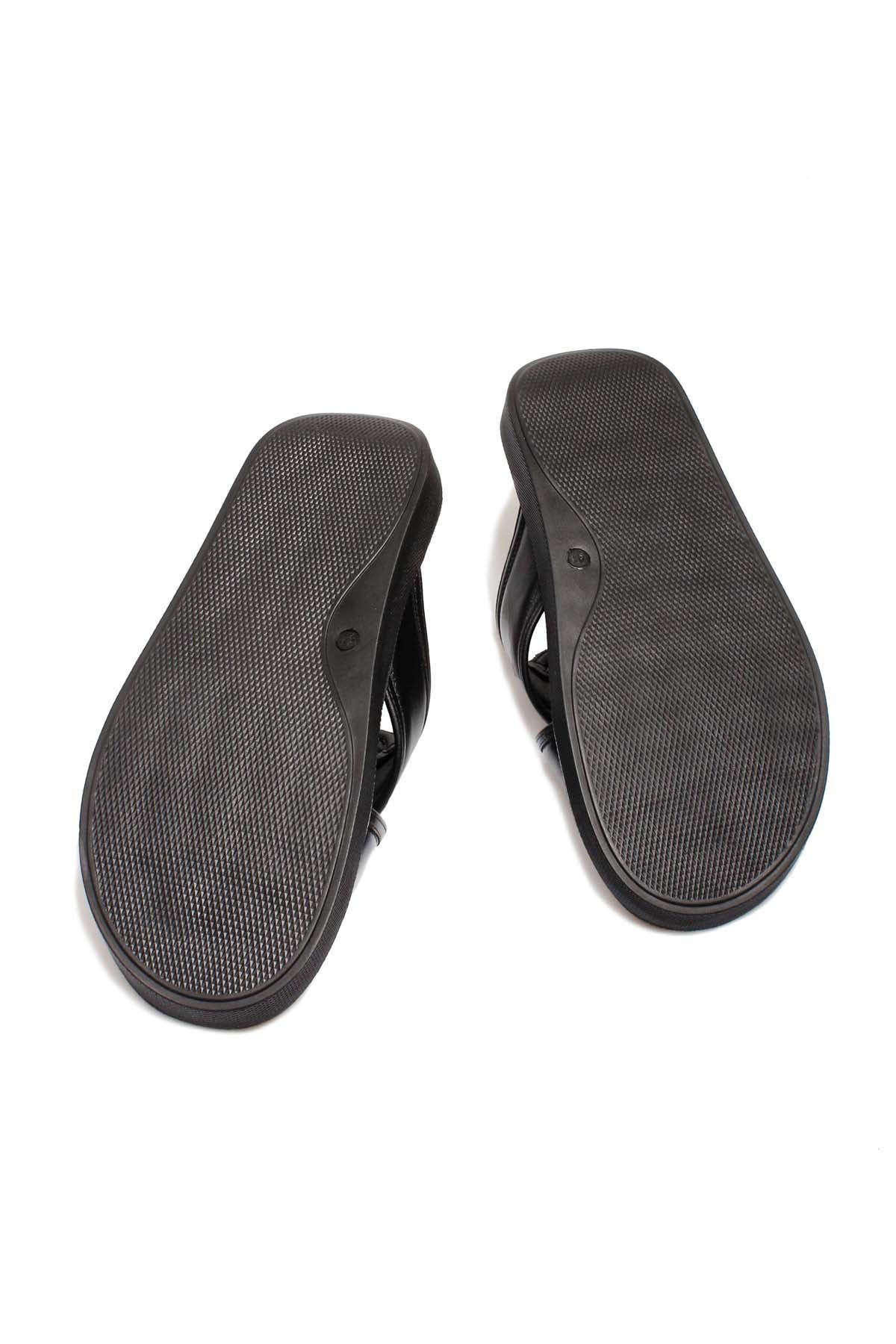 Men's Black Leather Slide Sandals-Wessi