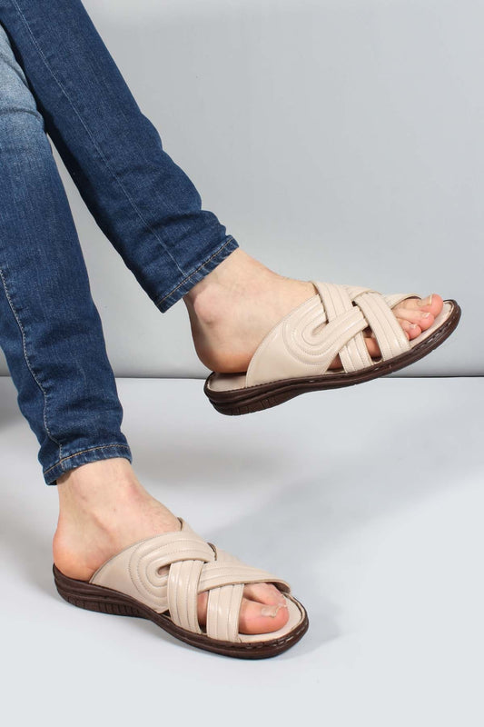 Men's Cream Crisscross Sandals