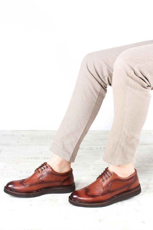 KOALA SYDNEY Men's Brown Brogue Leather Dress Shoes