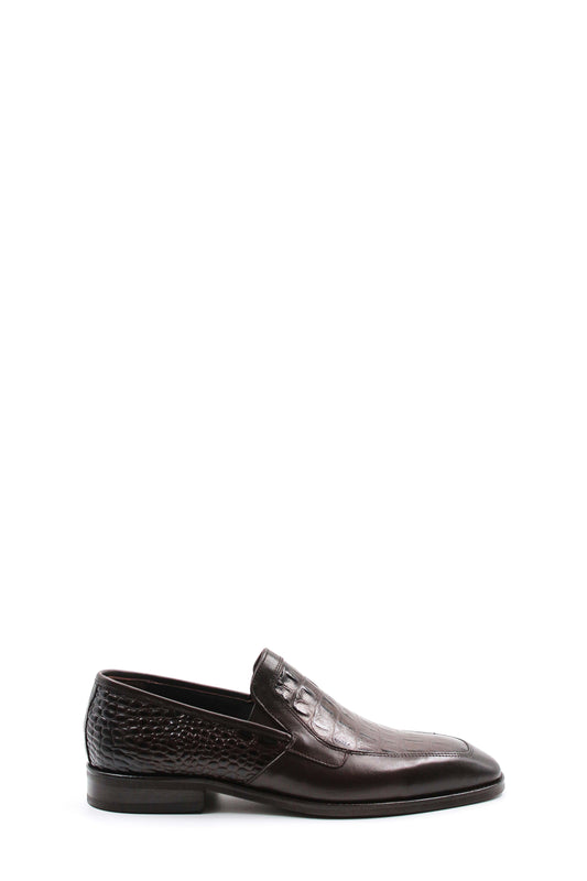 KOALA SYDNEY  Brown Croc-Embossed Leather Loafers Wessi