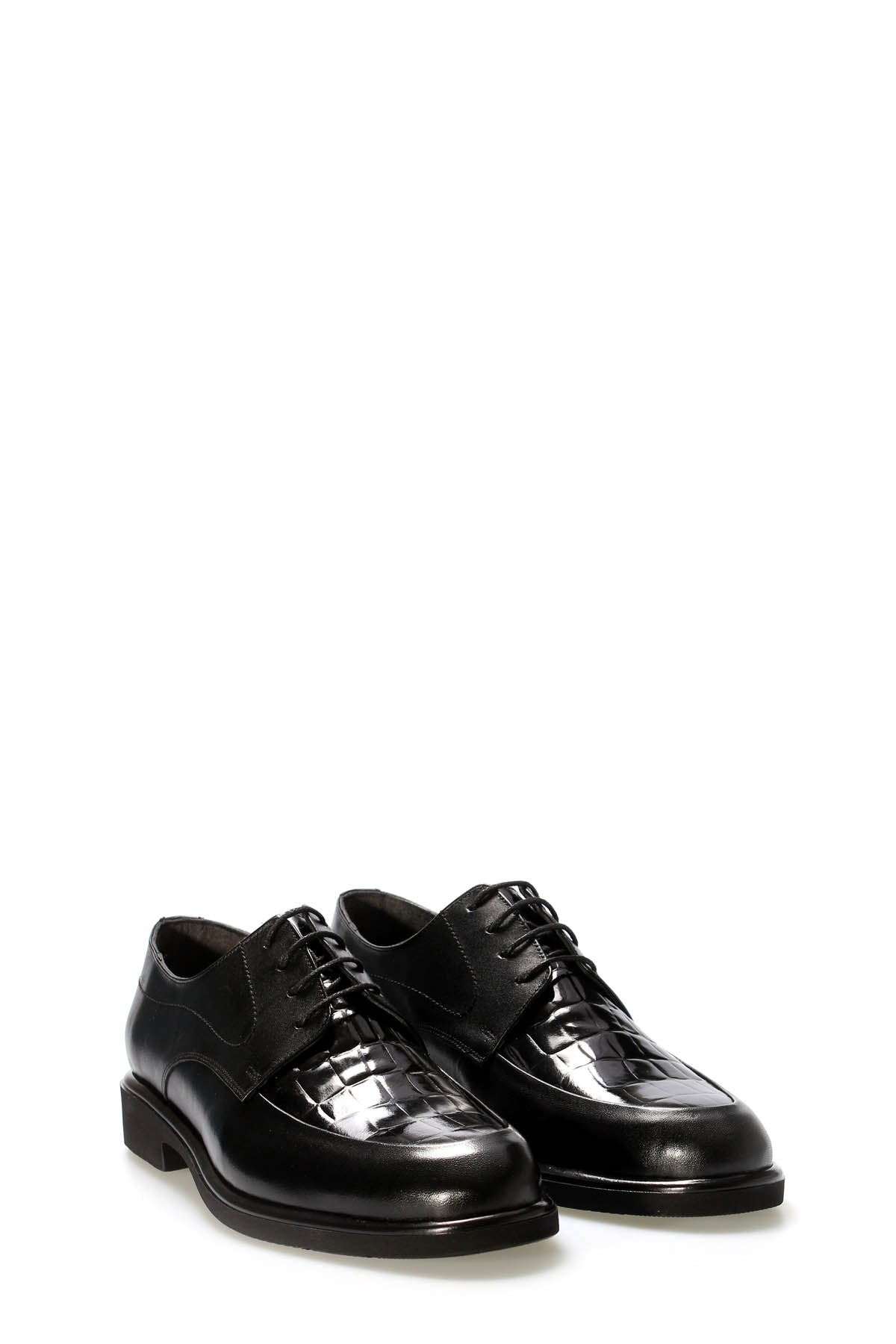 Hakiki Deri Erkek Klasik Ayakkabı 223MA4002 Siyah Kroko