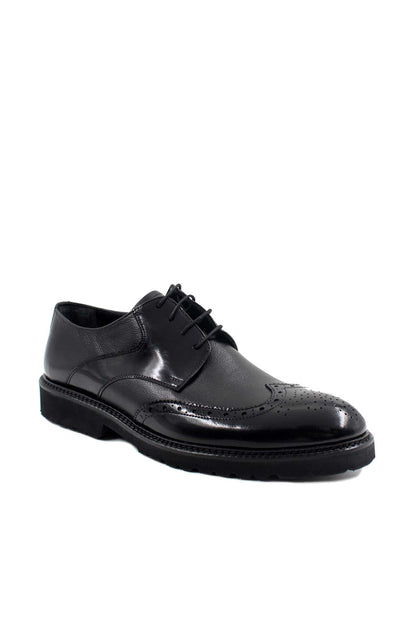 KOALA SYDNEY Men's Black Leather Brogue Oxford Shoes with Sturdy Sole