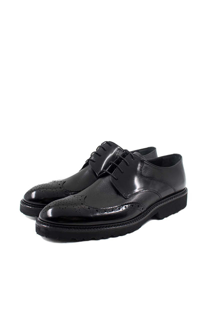 KOALA SYDNEY Men's Black Leather Brogue Oxford Shoes with Sturdy Sole