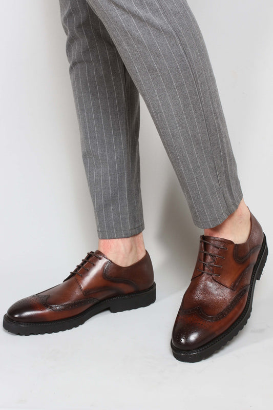 KOALA SYDNEY Men's Brown Leather Brogue Dress Shoes