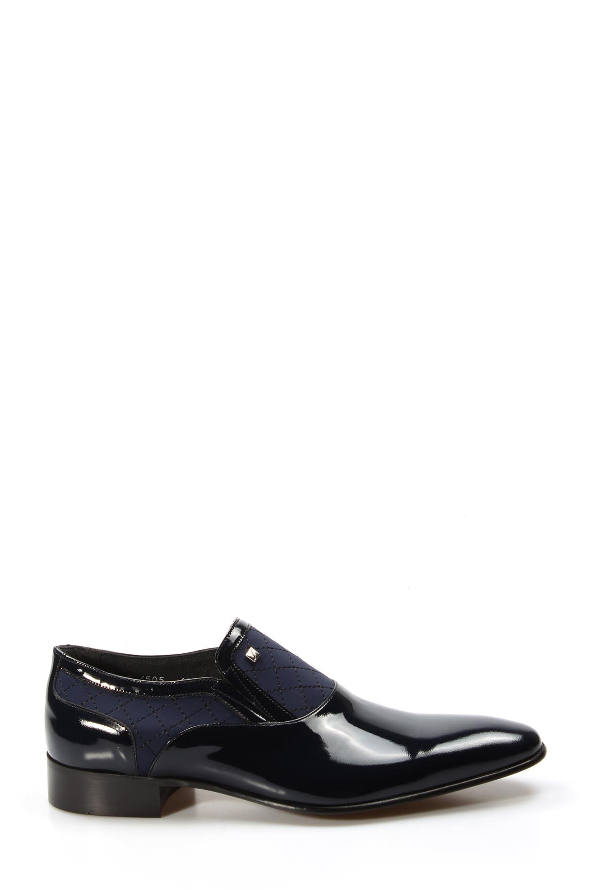 KOALA SYDNEY Men's Navy Patent Leather Slip-On Shoes with Quilted Detailing