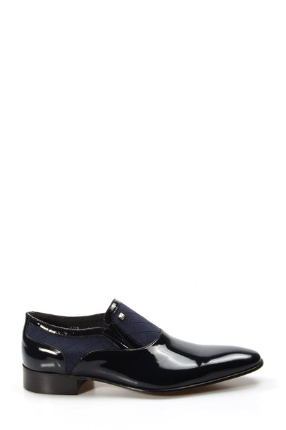 KOALA SYDNEY Men's Navy Patent Leather Slip-On Shoes with Quilted Detailing