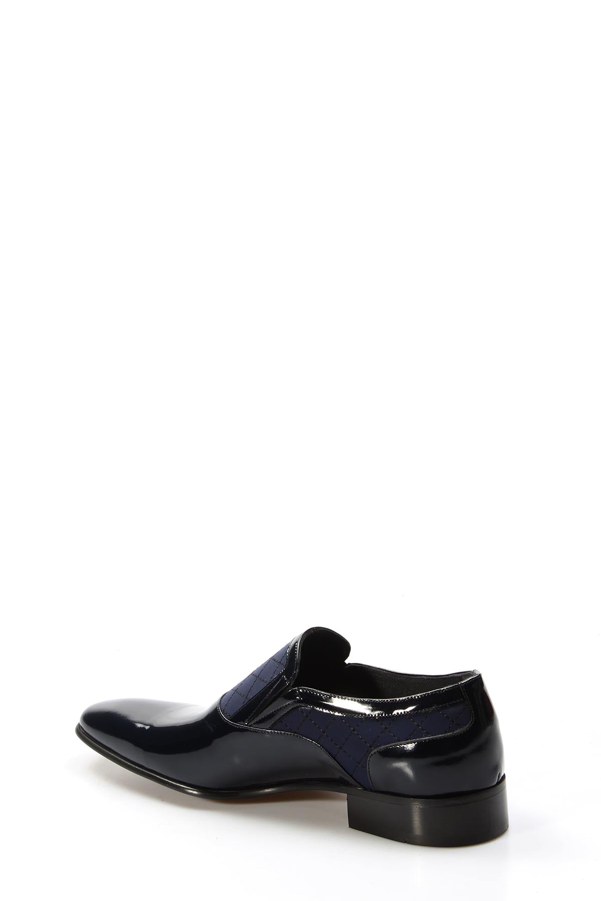 KOALA SYDNEY Men's Navy Patent Leather Slip-On Shoes with Quilted Detailing