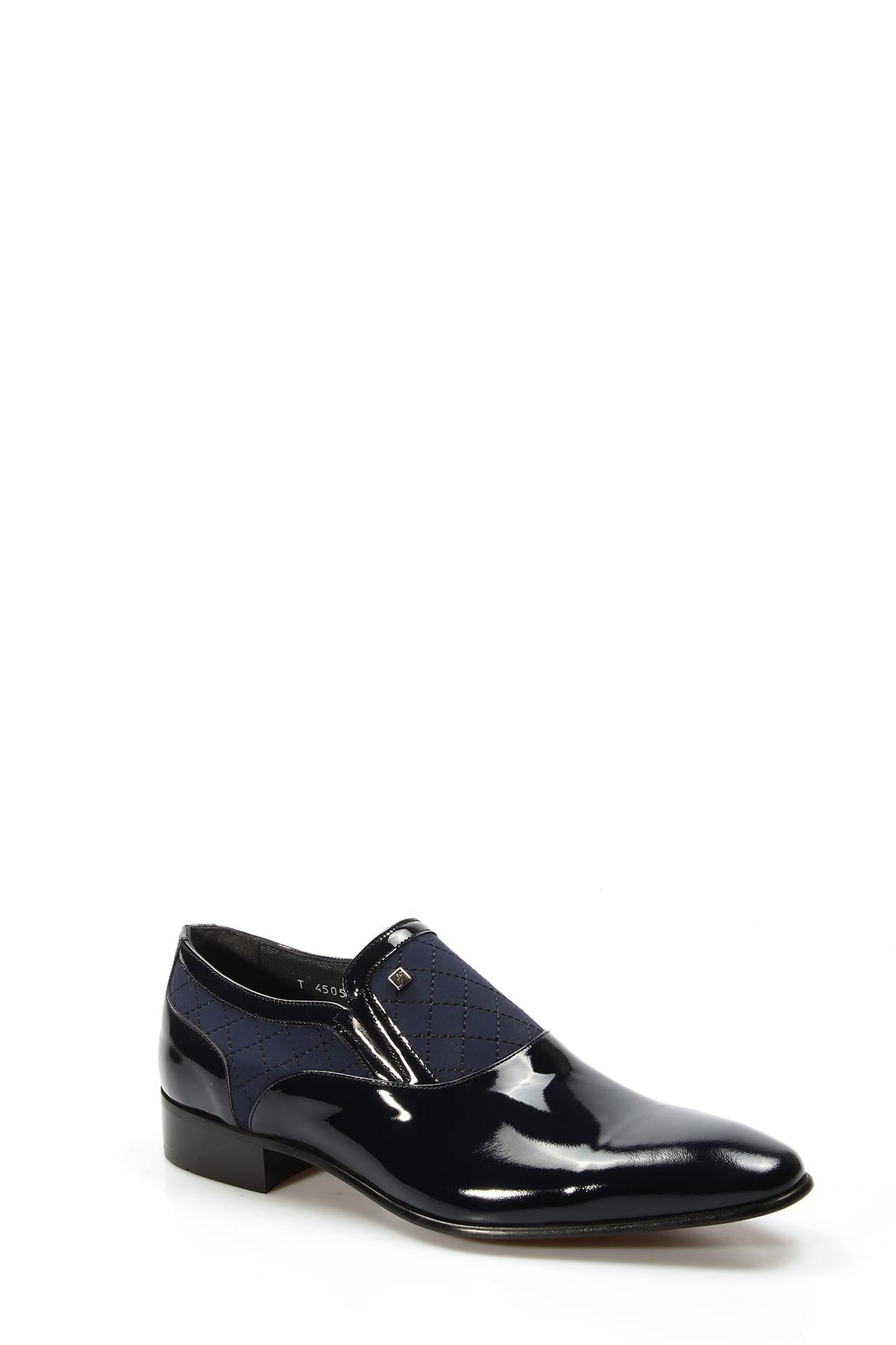 KOALA SYDNEY Men's Navy Patent Leather Slip-On Shoes with Quilted Detailing