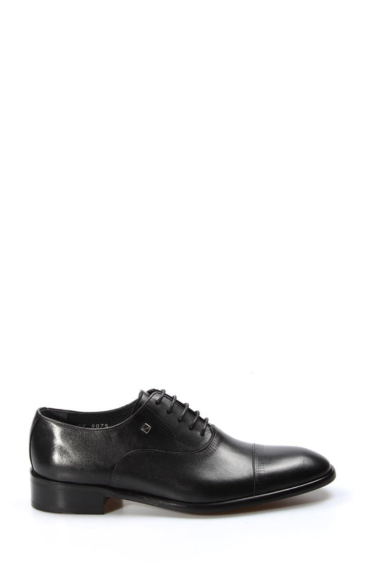 KOALA SYDNEY Men's Black Leather Cap-Toe Oxford Shoes