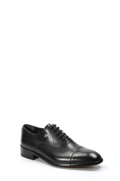KOALA SYDNEY Men's Black Leather Cap-Toe Oxford Shoes
