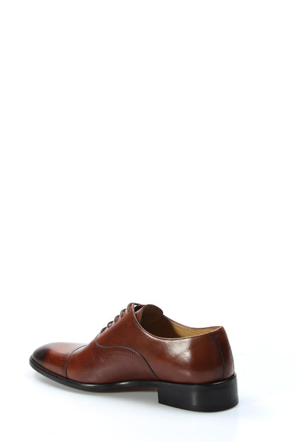 KOALA SYDNEY Men's Brown Leather Oxford Shoes with Perforated Cap Toe and Embossed Side Detail