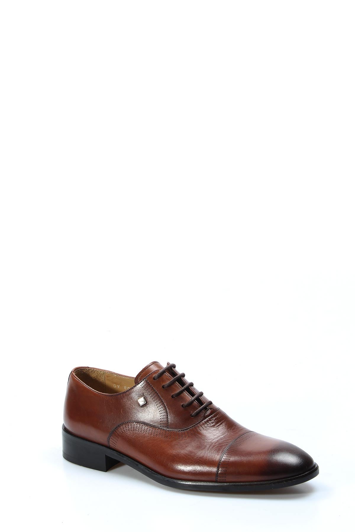 KOALA SYDNEY Men's Brown Leather Oxford Shoes with Perforated Cap Toe and Embossed Side Detail