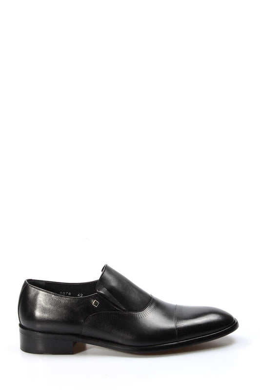 KOALA SYDNEY Men's Elegant Black Leather Slip-On Loafers with Cap Toe Design