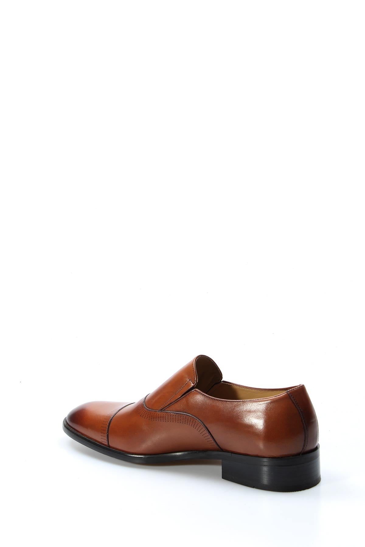 KOALA SYDNEY Men's Brown Leather Cap-Toe Slip-On Dress Shoes with Subtle Broguing