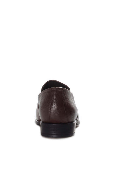 KOALA SYDNEY Men's Brown Leather Loafers with Metal Bit Detail and Textured Upper