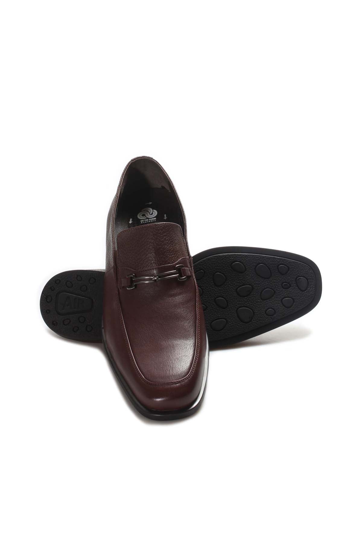 KOALA SYDNEY Men's Brown Leather Loafers with Metal Bit Detail and Textured Upper