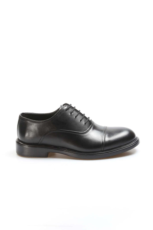 KOALA SYDNEY Men's Black Leather Cap-Toe Oxford Dress Shoes
