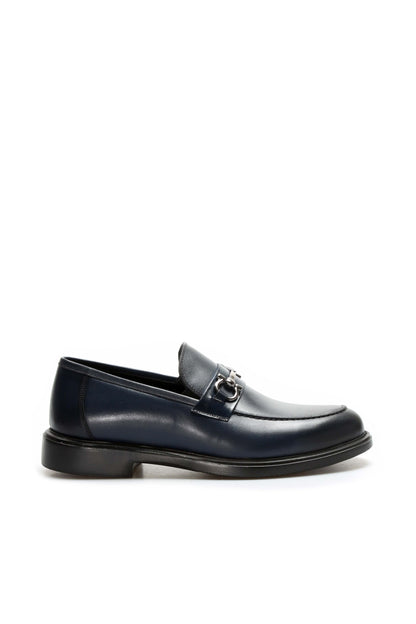 KOALA SYDNEY  Navy Leather Buckle Loafers-Wessi