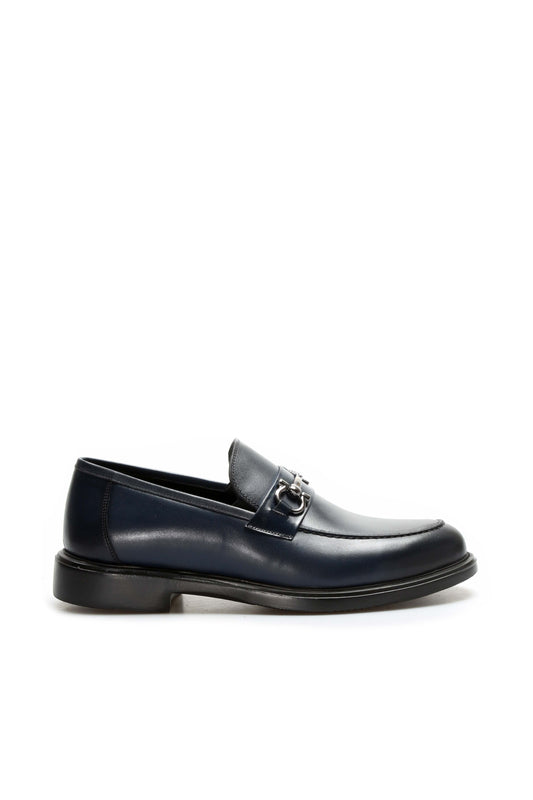 KOALA SYDNEY  Navy Leather Buckle Loafers-Wessi