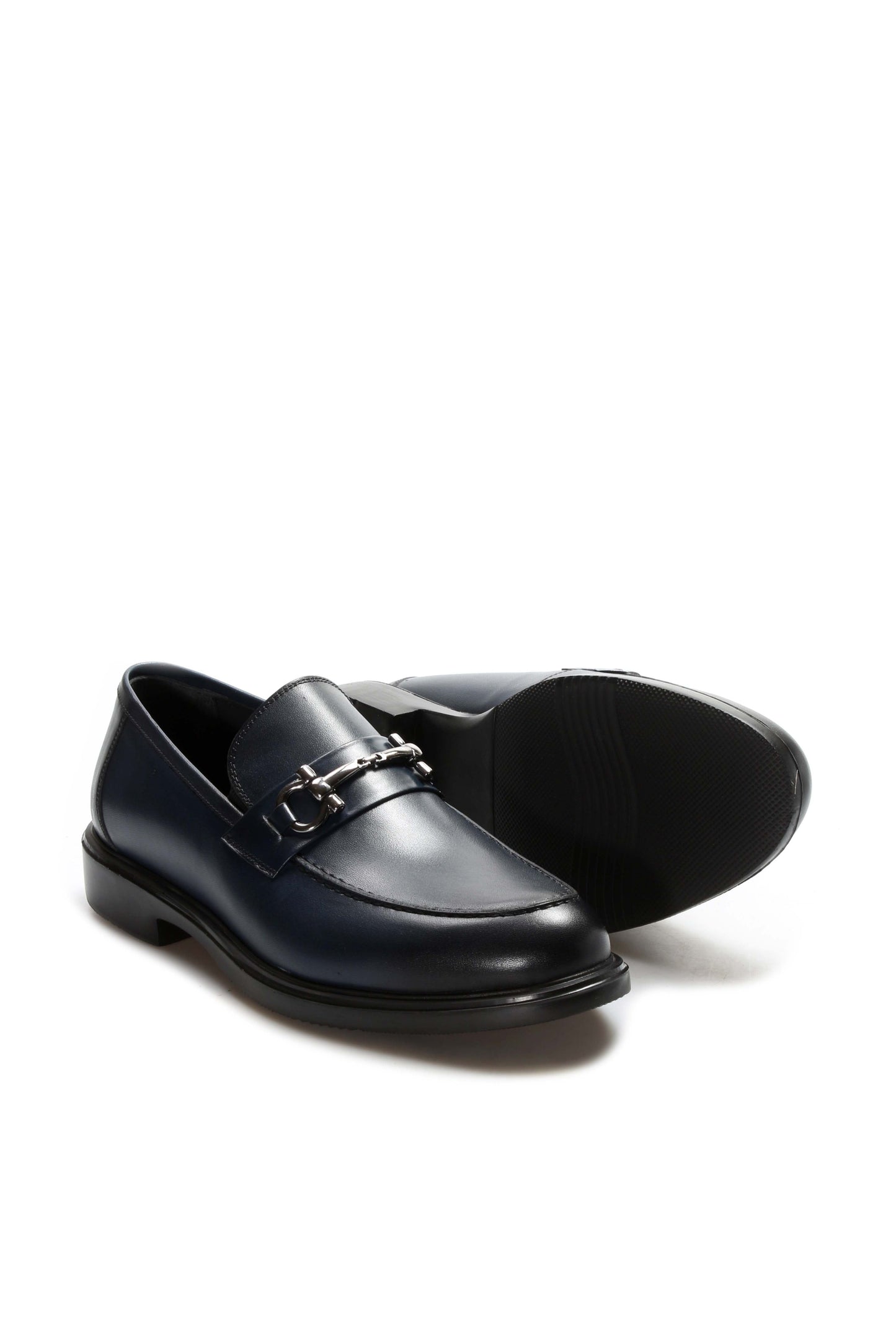 KOALA SYDNEY  Navy Leather Buckle Loafers-Wessi