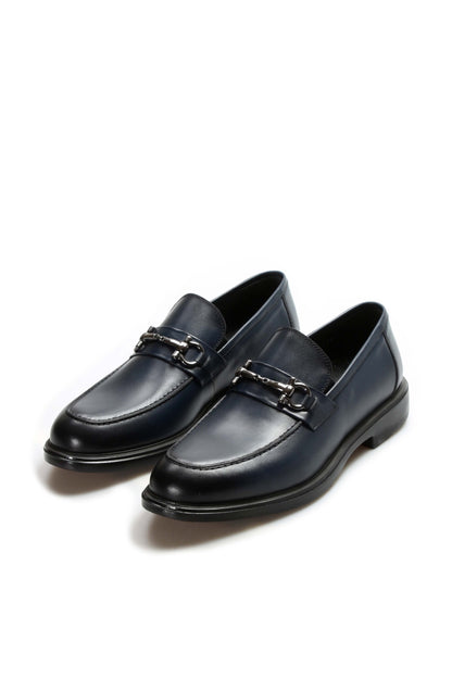 KOALA SYDNEY  Navy Leather Buckle Loafers-Wessi