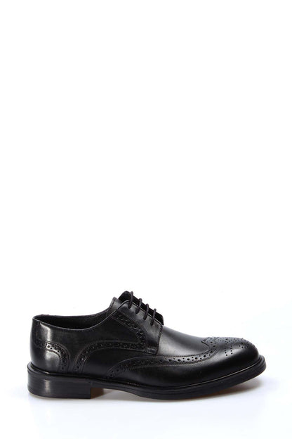 KOALA SYDNEY  Men's Black Leather Brogue Shoes with Wingtip Detailing -