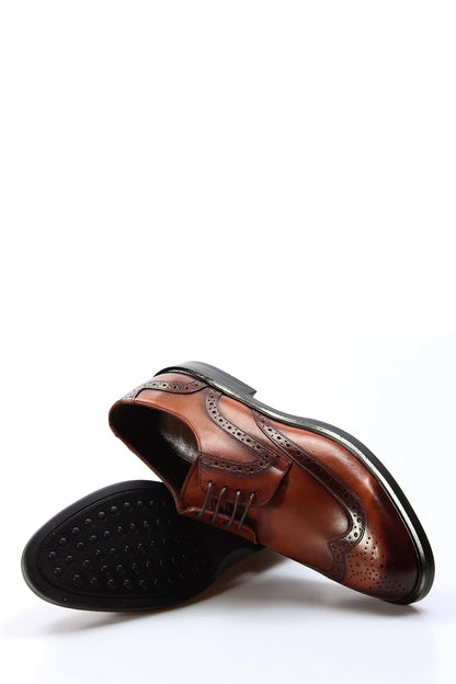 KOALA SYDNEY  Men's Classic Brown Leather Brogue Shoes with Wingtip Detailing -