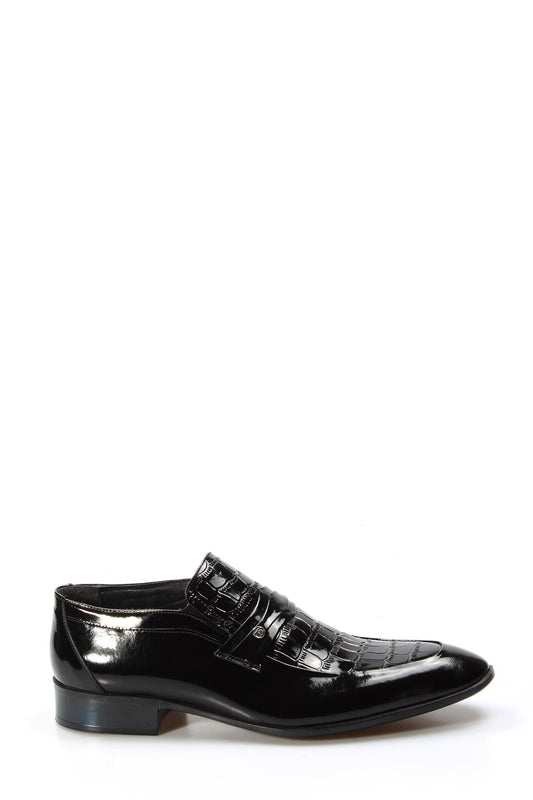 KOALA SYDNEY  Black Patent Leather Croc-Embossed Loafers Wessi