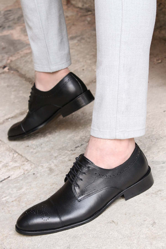 KOALA SYDNEY Men's Black Leather Oxford Dress Shoes