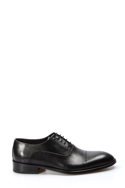KOALA SYDNEY Men's Black Leather Oxford Shoes with Brogue Detailing