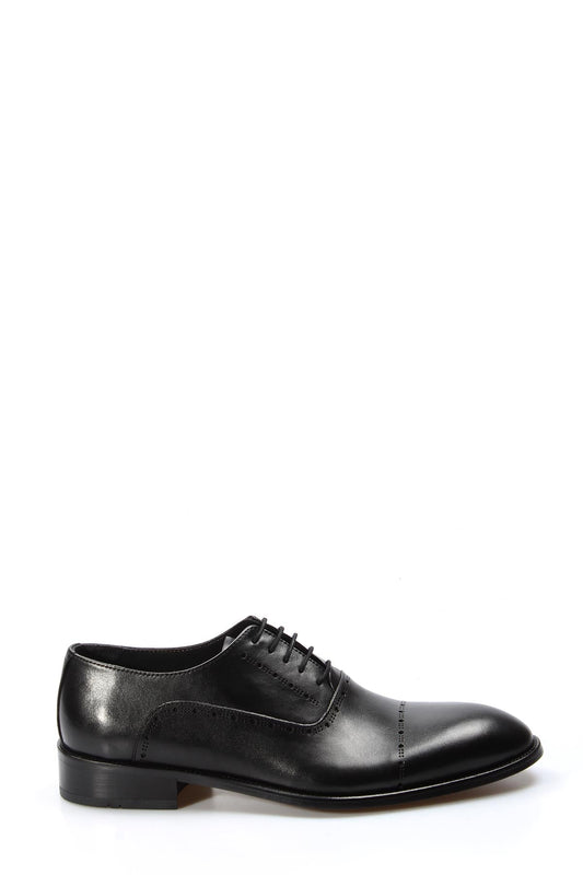 KOALA SYDNEY Men's Black Leather Oxford Shoes with Brogue Detailing