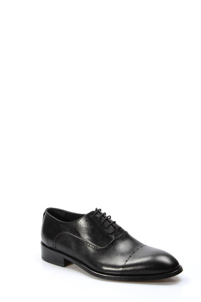 KOALA SYDNEY Men's Black Leather Oxford Shoes with Brogue Detailing