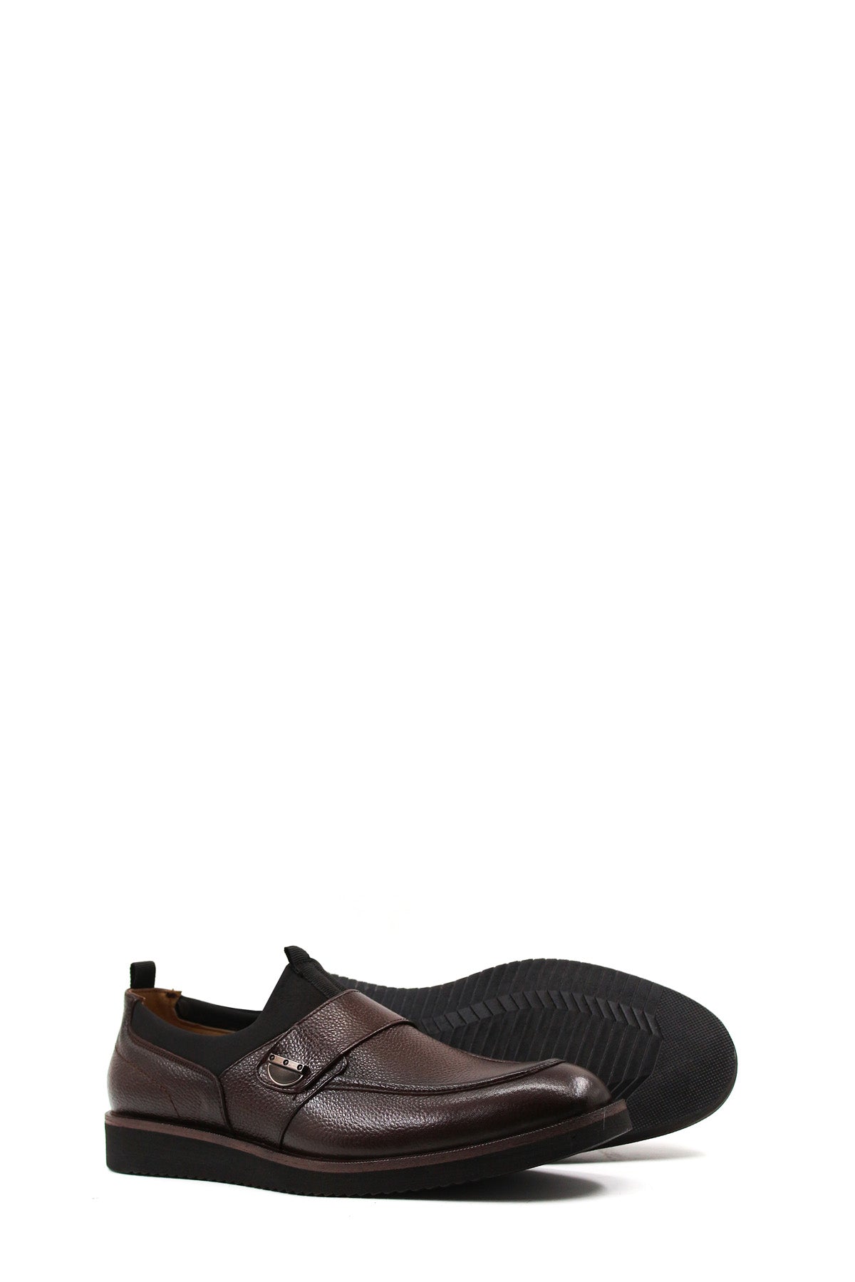 KOALA SYDNEY Men's Brown Leather Slip-On Loafers with Decorative Buckle