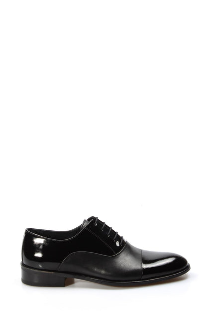 KOALA SYDNEY Men's Black Patent Leather Oxford Shoes with Sleek Cap Toe and Glossy Finish
