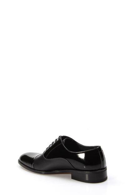 KOALA SYDNEY Men's Black Patent Leather Oxford Shoes with Sleek Cap Toe and Glossy Finish