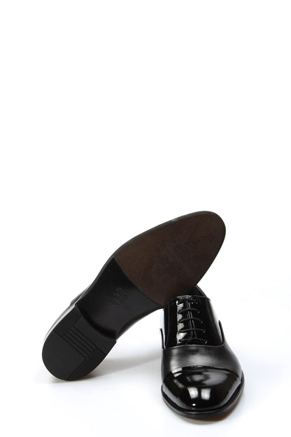 KOALA SYDNEY Men's Black Patent Leather Oxford Shoes with Sleek Cap Toe and Glossy Finish
