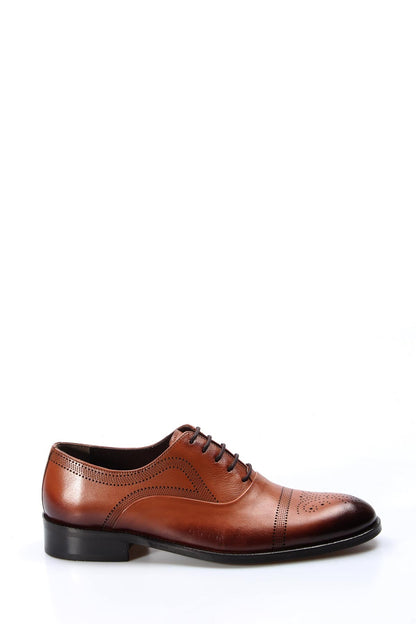 KOALA SYDNEY Men's Brown Leather Oxford Shoes with Perforated Detailing