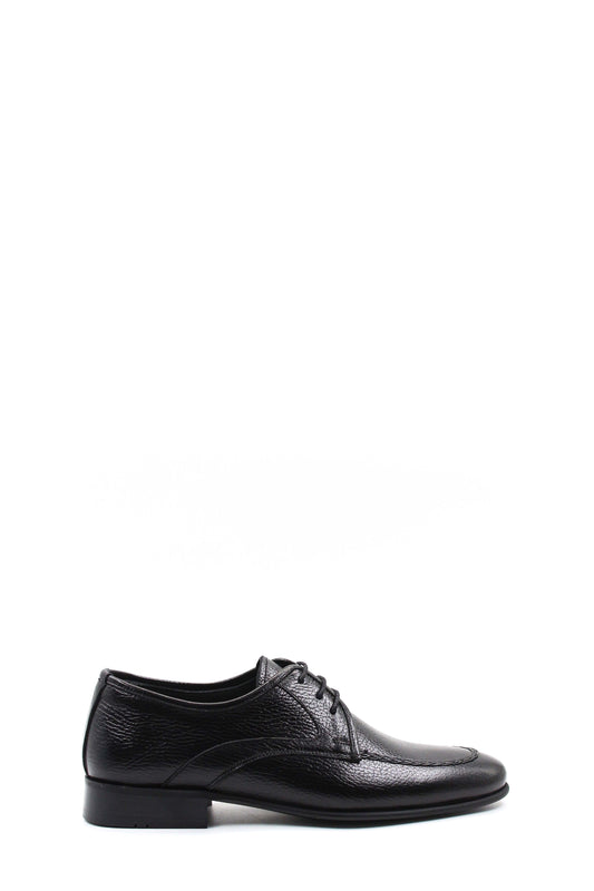 KOALA SYDNEY Men's Black Textured Leather Lace-Up Derby Shoes with Sleek Design
