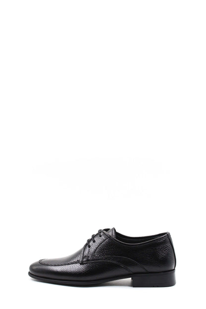 KOALA SYDNEY Men's Black Textured Leather Lace-Up Derby Shoes with Sleek Design