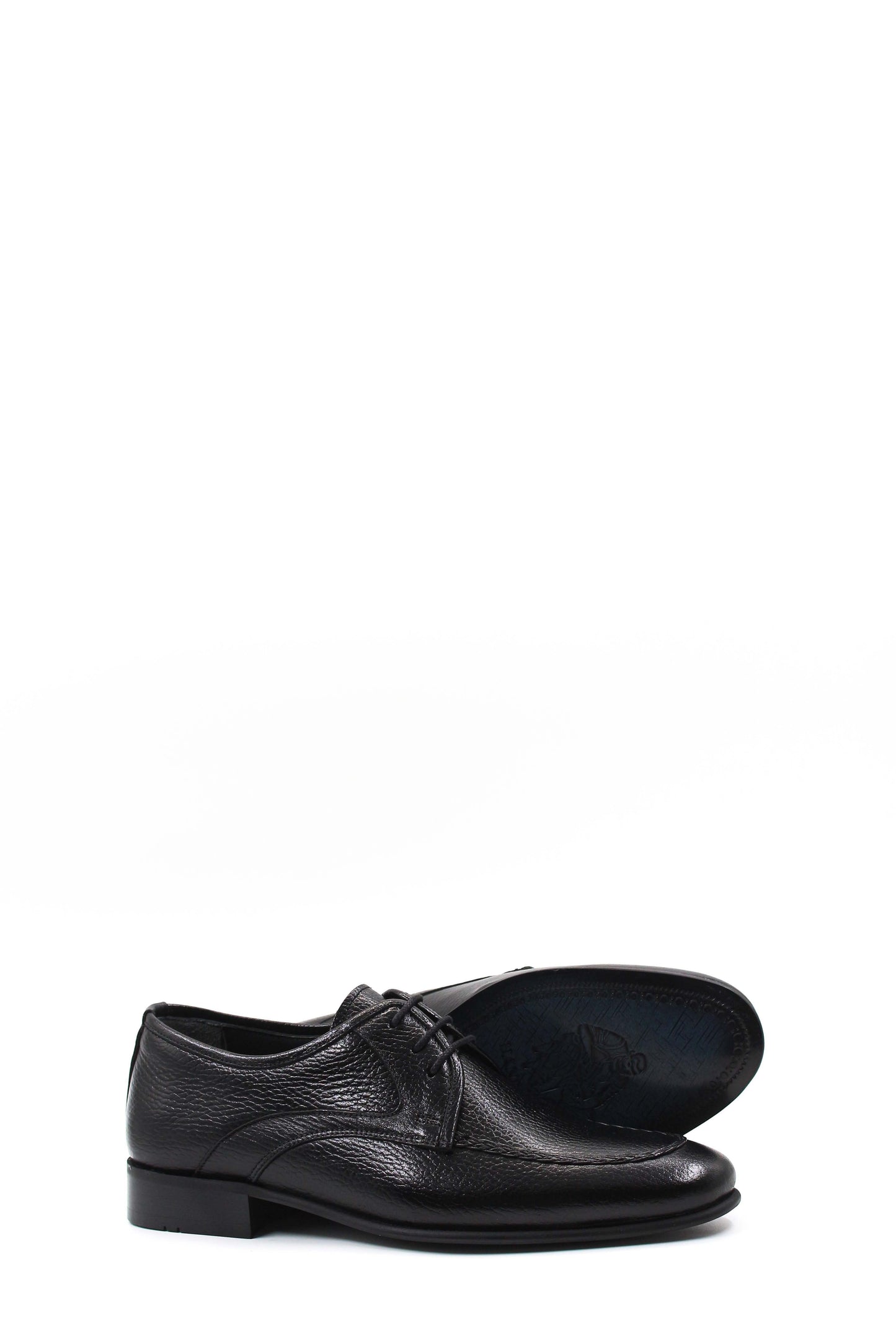 KOALA SYDNEY Men's Black Textured Leather Lace-Up Derby Shoes with Sleek Design