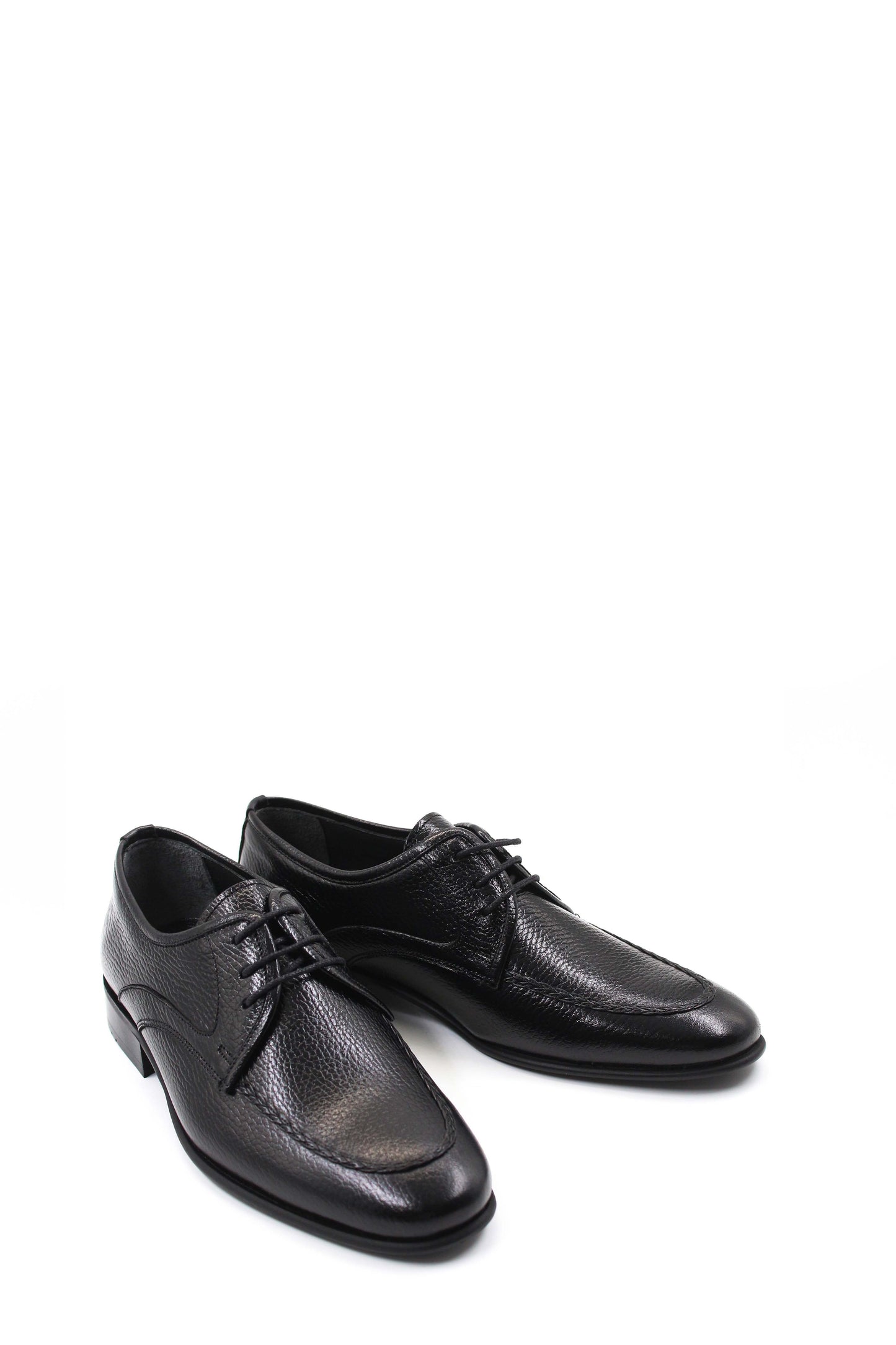 KOALA SYDNEY Men's Black Textured Leather Lace-Up Derby Shoes with Sleek Design
