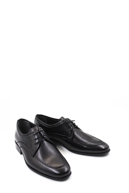 KOALA SYDNEY Men's Black Textured Leather Lace-Up Derby Shoes with Sleek Design