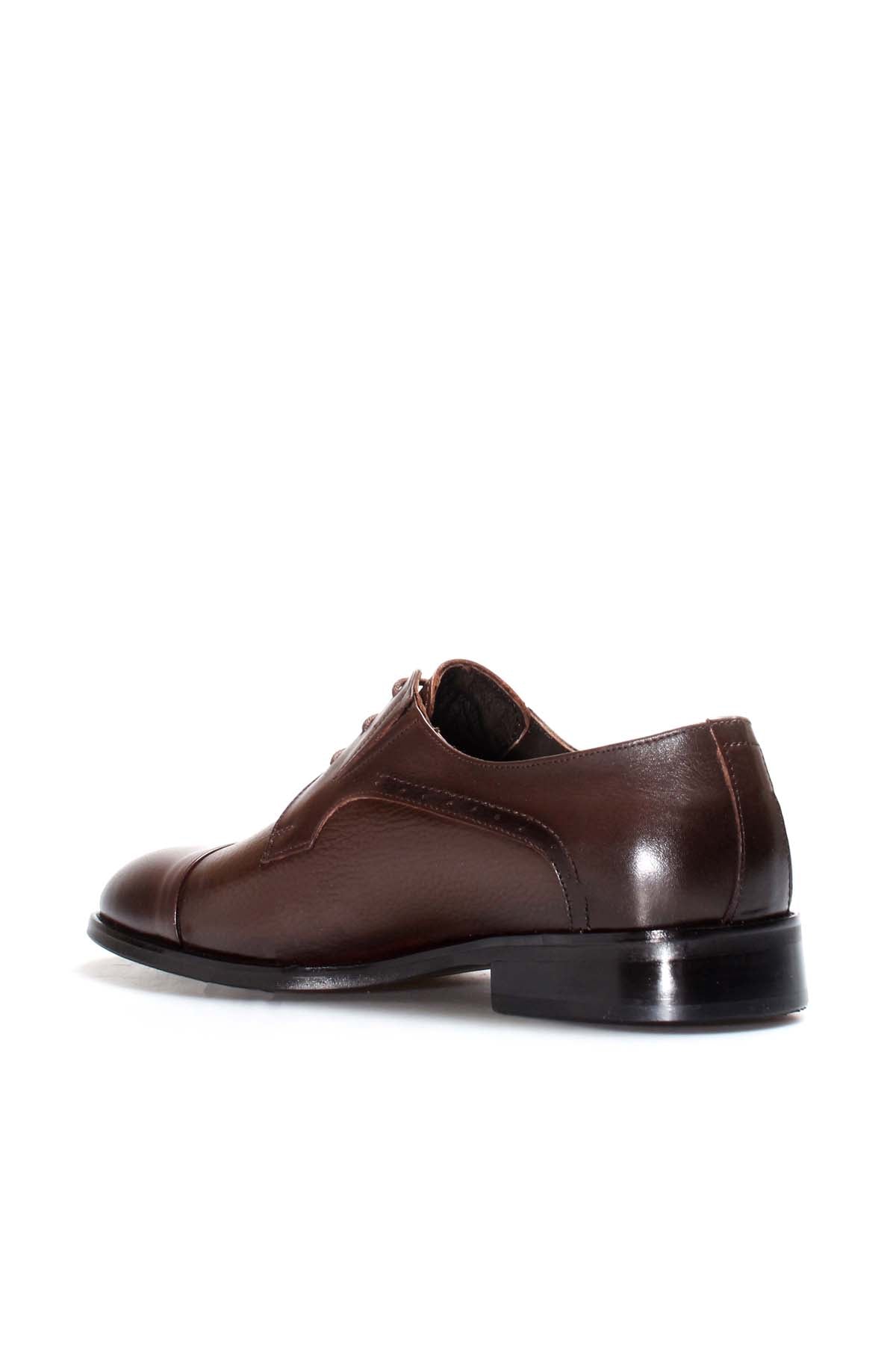 Men's Brown Leather Derby Shoes with Cap Toe