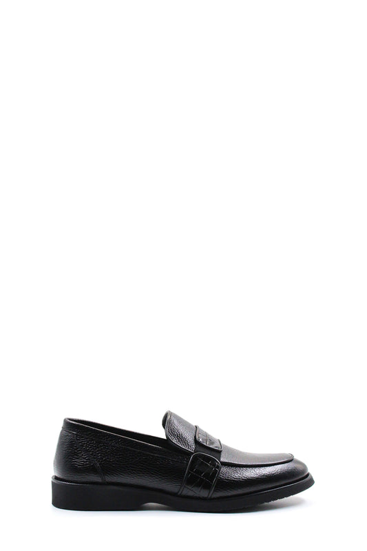 KOALA SYDNEY  Men's Black Leather Formal Loafers-Wessi